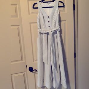1901 sleeveless blue and white seersucker jumper